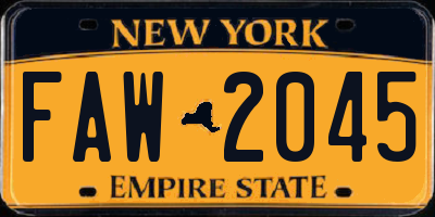 NY license plate FAW2045