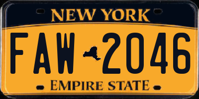 NY license plate FAW2046