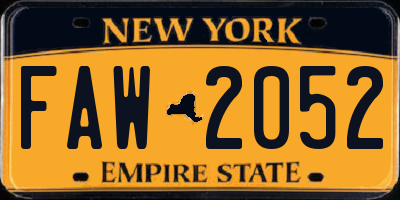 NY license plate FAW2052