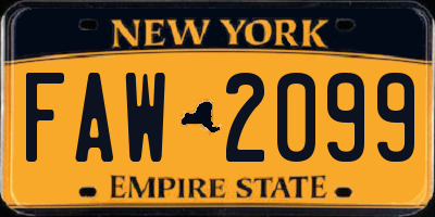 NY license plate FAW2099