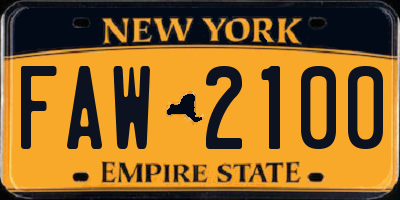 NY license plate FAW2100