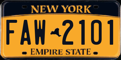 NY license plate FAW2101