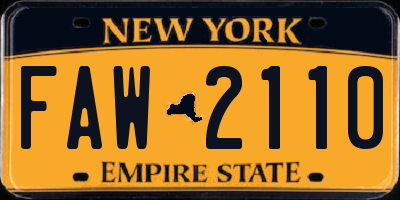NY license plate FAW2110