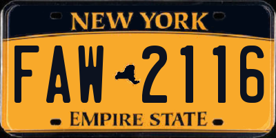 NY license plate FAW2116