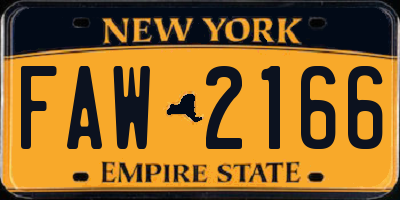 NY license plate FAW2166