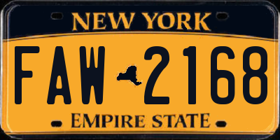 NY license plate FAW2168