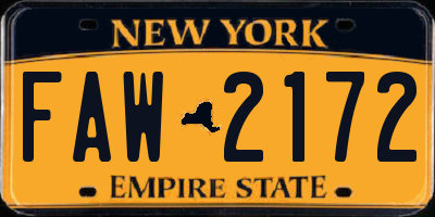 NY license plate FAW2172