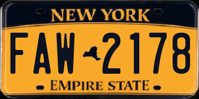 NY license plate FAW2178