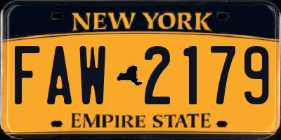 NY license plate FAW2179