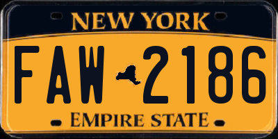NY license plate FAW2186
