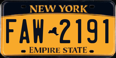 NY license plate FAW2191