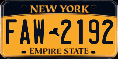 NY license plate FAW2192
