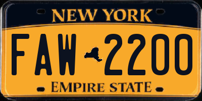NY license plate FAW2200