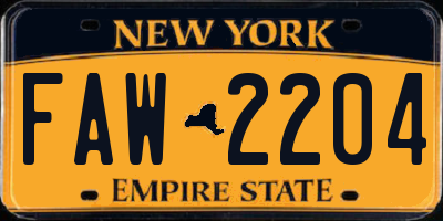 NY license plate FAW2204