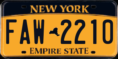 NY license plate FAW2210