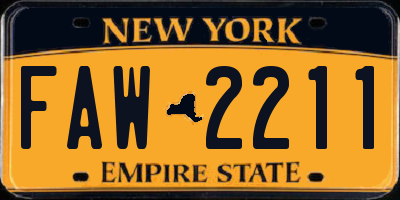 NY license plate FAW2211