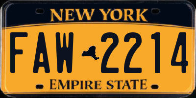 NY license plate FAW2214