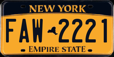 NY license plate FAW2221