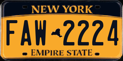 NY license plate FAW2224
