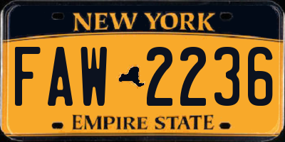NY license plate FAW2236