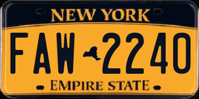 NY license plate FAW2240