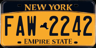 NY license plate FAW2242
