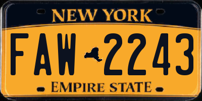 NY license plate FAW2243