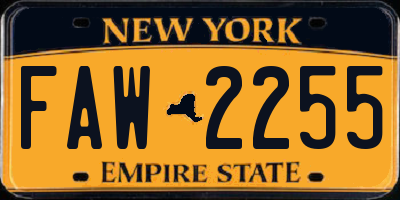 NY license plate FAW2255