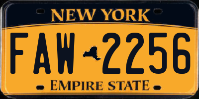 NY license plate FAW2256