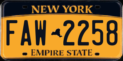 NY license plate FAW2258
