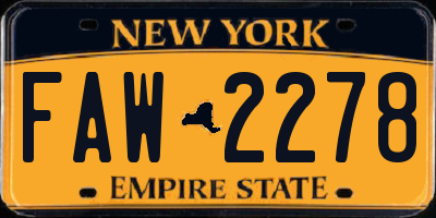 NY license plate FAW2278