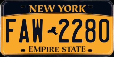 NY license plate FAW2280