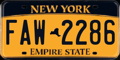 NY license plate FAW2286