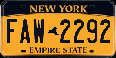 NY license plate FAW2292