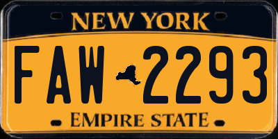 NY license plate FAW2293