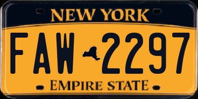 NY license plate FAW2297