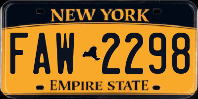 NY license plate FAW2298