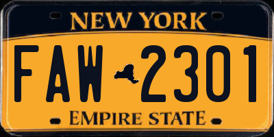 NY license plate FAW2301