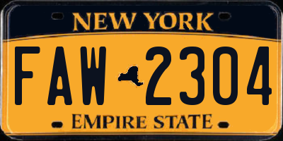 NY license plate FAW2304