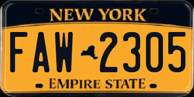 NY license plate FAW2305