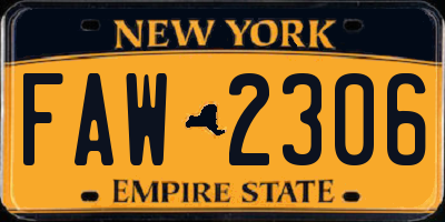 NY license plate FAW2306