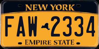 NY license plate FAW2334