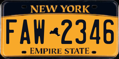 NY license plate FAW2346
