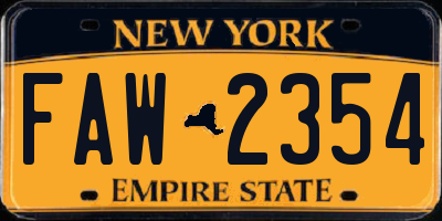 NY license plate FAW2354