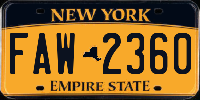 NY license plate FAW2360