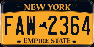 NY license plate FAW2364