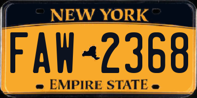 NY license plate FAW2368