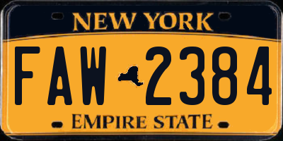 NY license plate FAW2384