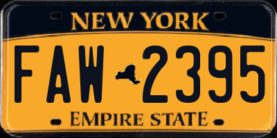 NY license plate FAW2395