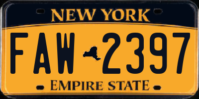 NY license plate FAW2397